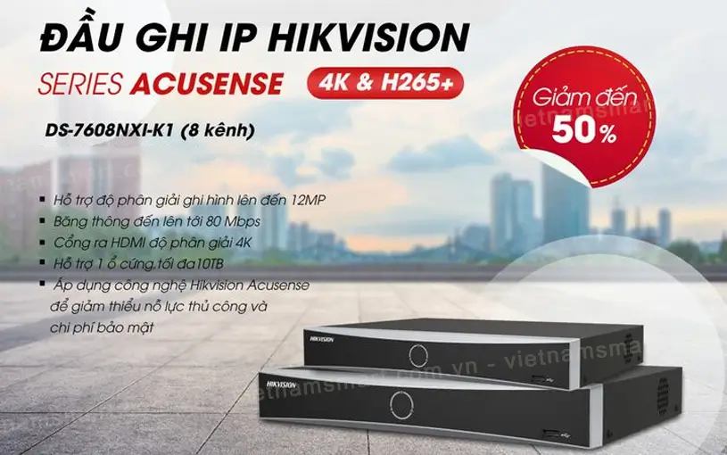 Đầu ghi hình IP 8 kênh Hikvision DS-7608NXI-K1 Hikvision DS-7608NXI-K1