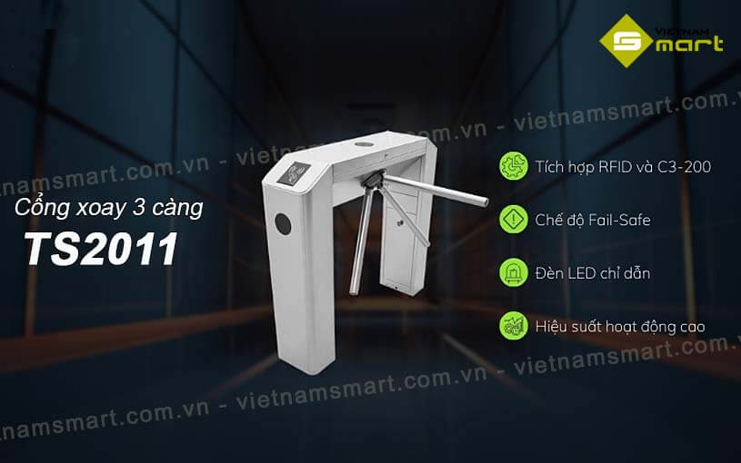 Cổng xoay 3 càng ZKTeco TS2011 kiểm soát truy cập hiện đại