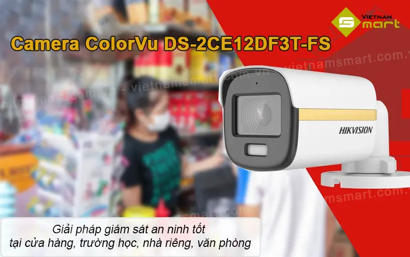 Camera HD-TVI Colorvu Hikvision DS-2CE12DF3T-FS Camera 2 MP ColorVu Audio DS-2CE12DF3T FS