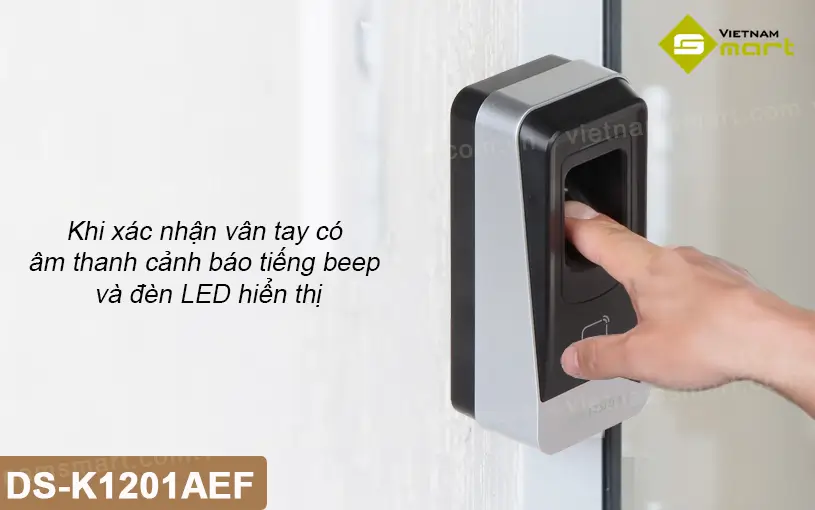 Đầu đọc vân tay Hikvision DS-K1201AEF DS-K1201-AEF có cảnh báo xác nhận bằng âm thanh và LED