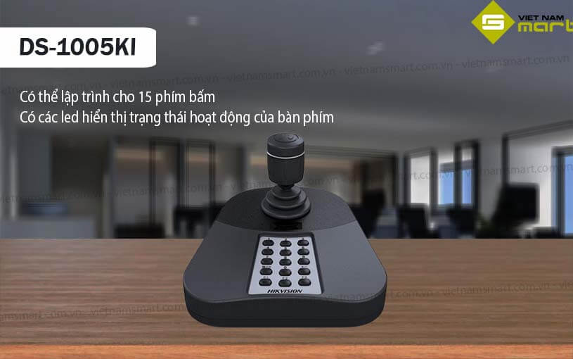 Bàn điều khiển camera IP Speed Dome Hikvision DS-1005KI Bàn điều khiển Hikvision DS-1005KI hỗ trợ lập trình cho 15 phím