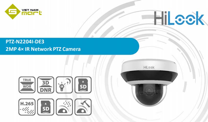 Camera PTZ IP 2MP Zoom 4x HiLook PTZ-N2204I-DE3