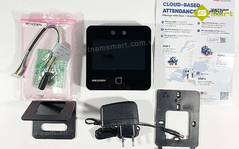 Máy chấm công khuôn mặt Hikvision DS-K1T343MWX Trọn bộ máy chấm công nhận diện khuôn mặt DS-K1T343MWX và phụ kiện kèm theo