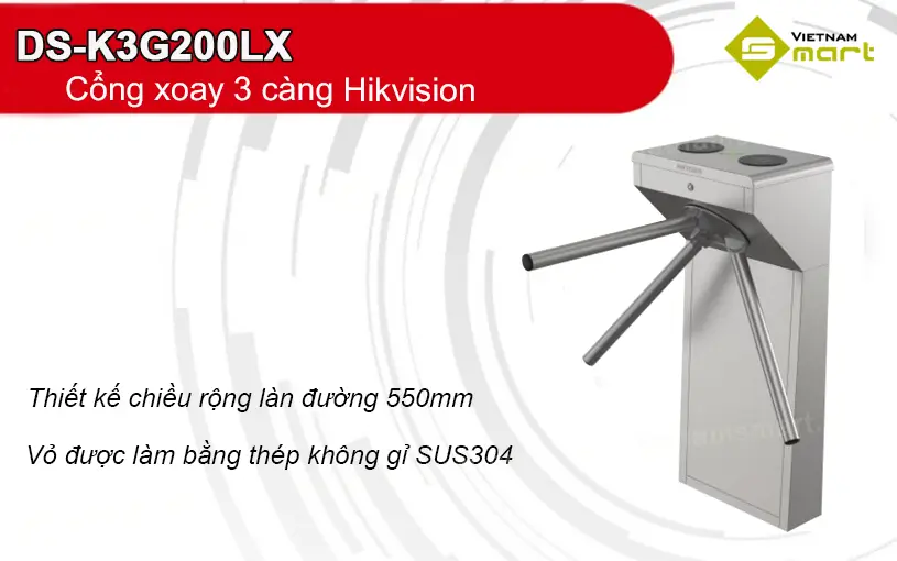 Cổng xoay 3 càng Hikvision DS-K3G200LX Giới thiệu về cổng xoay 3 càng Hikvision DS-K3G200LX