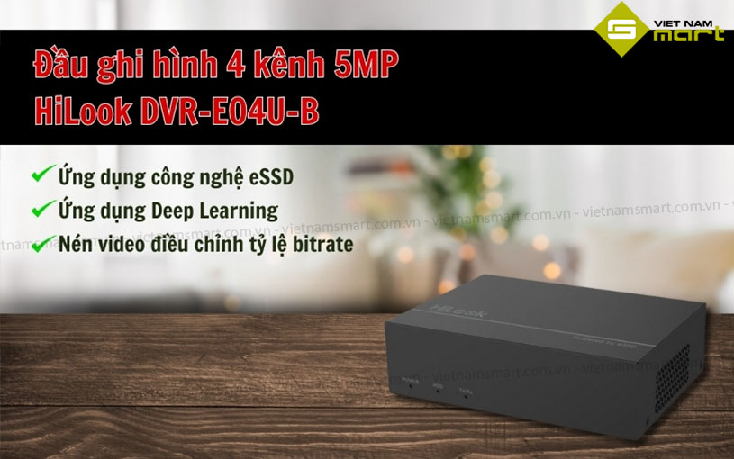 Đầu ghi hình 4 kênh 5MP HiLook DVR-E04U-B Mẫu đầu ghi hình 4 kênh 5MP HiLook DVR-E04U-B