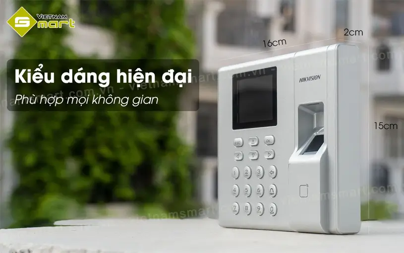 Máy chấm công vân tay Hikvision SH-K1T9803F Máy chấm công SH K1T9803F có thiết kế đẹp mắt - nhỏ gọn