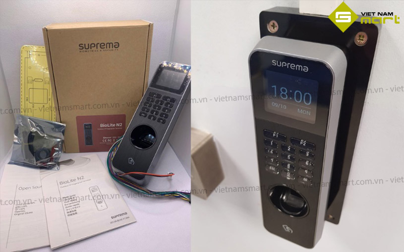 Máy chấm công vân tay Suprema Biolite N2 BLN2-ODB Hình ảnh mở hộp thiết bị chấm công vân tay Biolite N2 BLN2 ODB