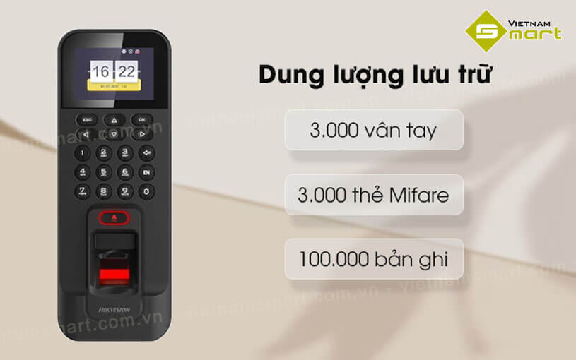 Máy chấm công vân tay Hikvision SH-K1T9804AMF - Bản nội địa Máy chấm công vân tay Hikvision SH-K1T9804AMF có dung lượng lưu trữ lớn