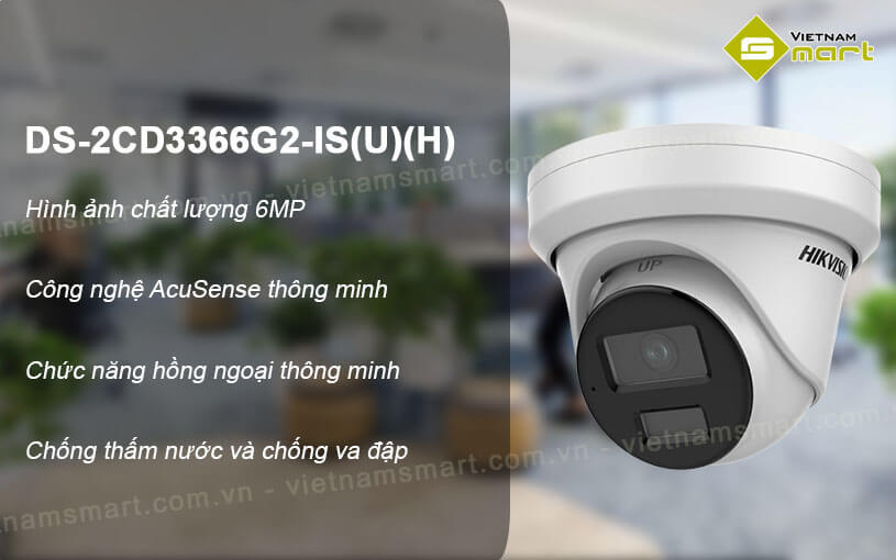 Camera IP bán cầu AcuSense 6MP Hikvision DS-2CD3366G2-IS(U)(H) Camera IP bán cầu AcuSense 6MP Hikvision DS-2CD3366G2-IS(U)(H)