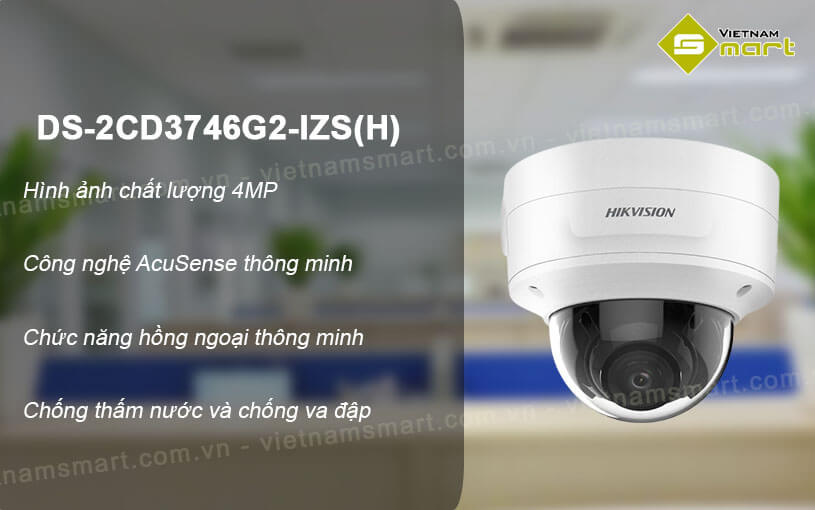 Camera bán cầu AcuSense 4MP Hikvision DS-2CD3746G2-IZS(H)