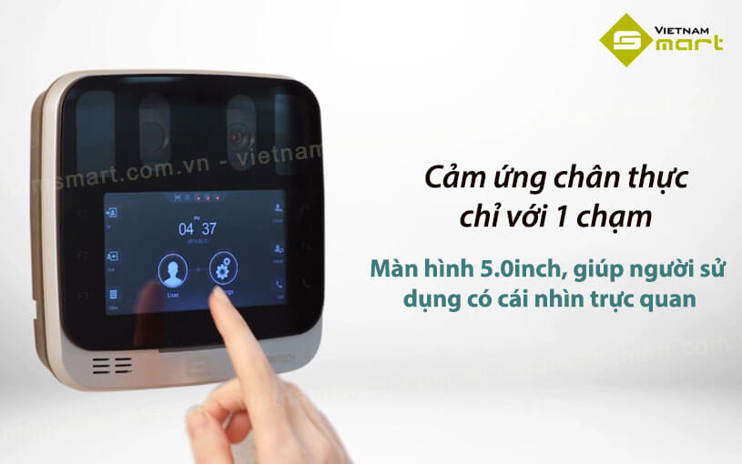 Máy chấm công kiểm soát vào ra bằng mống mắt CMITECH EF-45NC Màn hình cảm ứng 1 chạm của máy chấm công EF-45NC