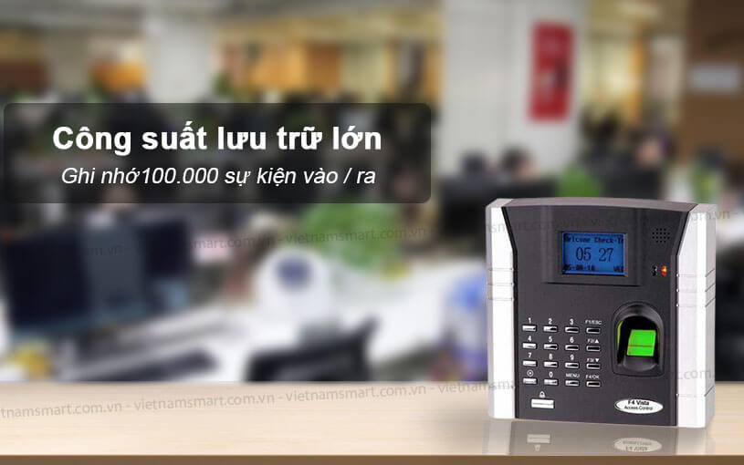 Máy chấm công vân tay thẻ Ronald Jack F4-Vista Ronald Jack F4-Vista lưu trữ 100.000 sự kiện