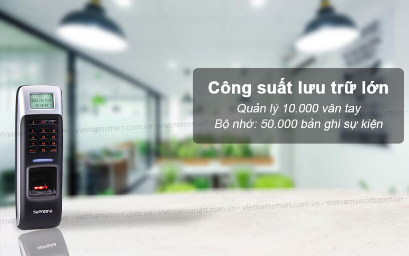Máy chấm công Suprema Biolite NET lưu trữ 50.000 sự kiện
