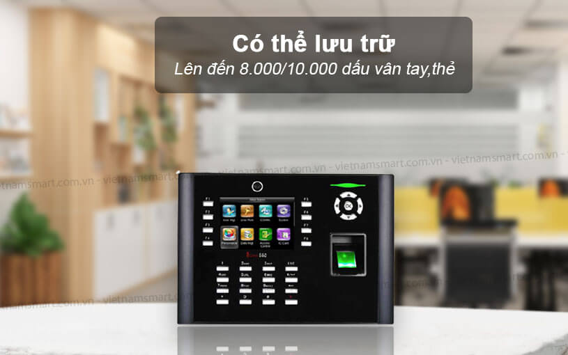 Máy chấm công vân tay iClock 660 Ronald Jack iClock 660 lưu trữ tới 10,000 thẻ cảm ứng