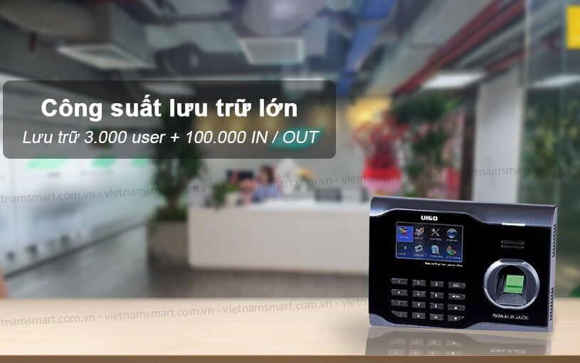 Máy chấm công vân tay Ronald Jack U160C Khả năng lưu trữ của Ronald Jack U160C