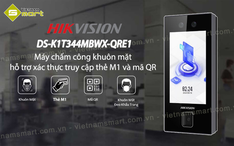 Máy chấm công khuôn mặt Hikvision DS-K1T344MBWX-QRE1 mới nhất hiên nay - chính hãng từ VietnamSmart