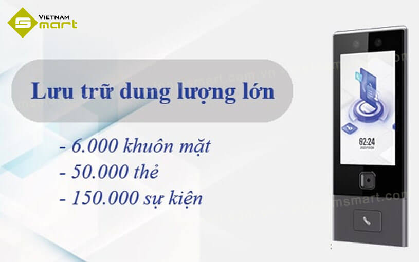 Máy chấm công khuôn mặt Hikvision DS-K1T670MWX-WEQR Máy chấm công khuôn mặt Hikvision DS-K1T670MWX-WEQR có bộ nhớ dung lượng siêu lớn