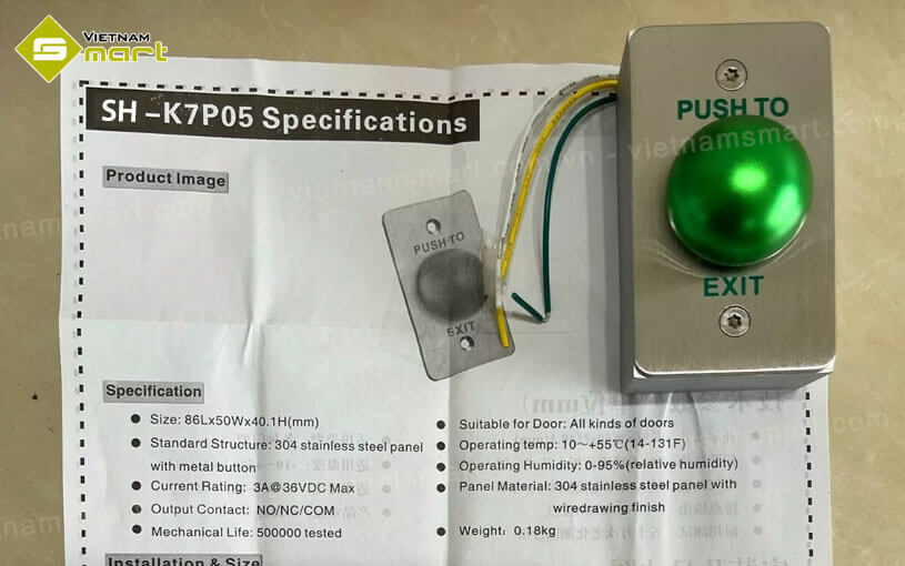 Nút mở cửa khẩn cấp Hikvision SH-K7P05 Nút mở cửa khẩn cấp Hikvision SH-K7P05 chính hãng được phân phối bởi công ty VietnamSmart
