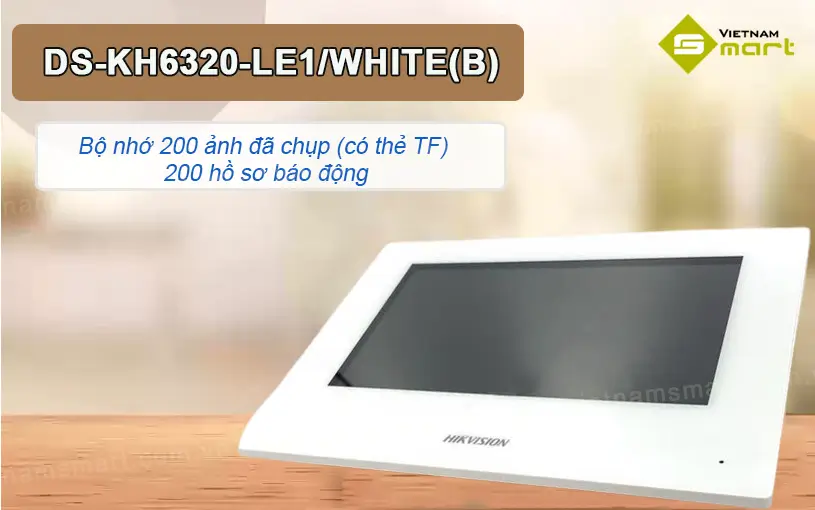 Màn hình chuông cửa Hikvision DS-KH6320-LE1/White(B) DS-KH6320-LE1-White(B) có bộ nhớ lưu trữ lớn
