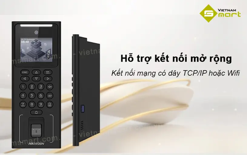 Máy chấm công khuôn mặt Hikvision DS-K1T321MFWX-B Máy chấm công DS-K1T321MFWX-B có kết nối mở rộng sử dụng WiFi không dây