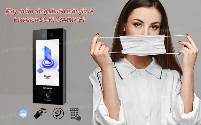 Máy chấm công khuôn mặt Hikvision DS-K1T344MX-E1 đời mới nhất - giá rẻ VietnamSmart