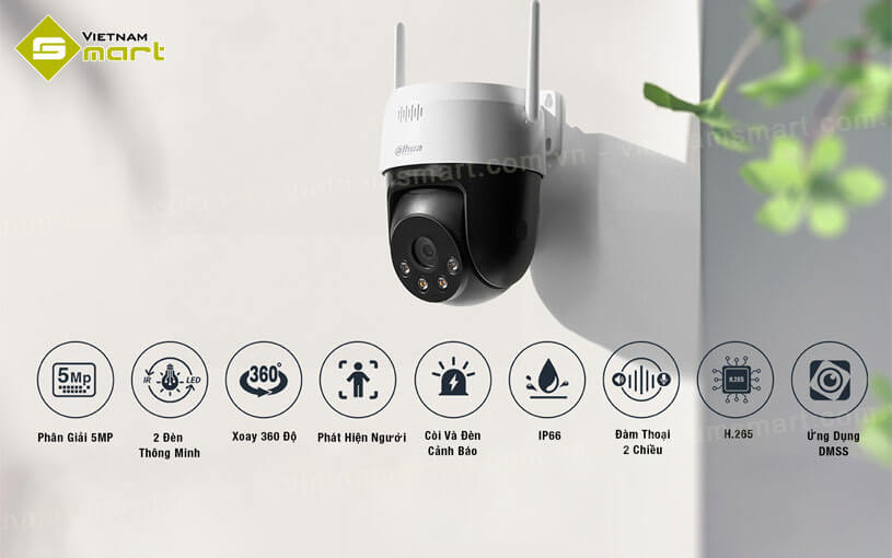 Camera IP hồng ngoại không dây 5MP Dahua DH-P5AE-PV