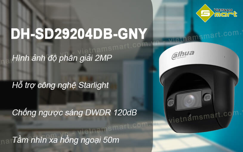 Camera IP PTZ Wifi 2MP Dahua DH-SD29204DB-GNY Camera IP PTZ Wifi 2MP Dahua DH-SD29204DB-GNY