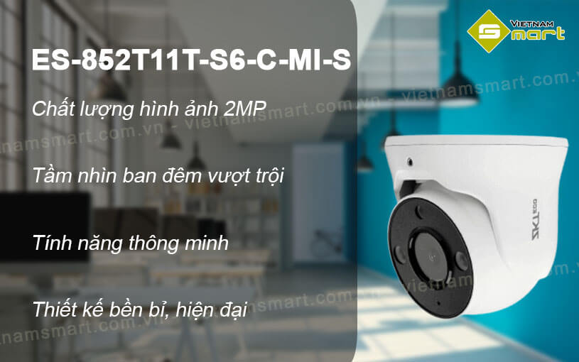 Camera IP Dome hồng ngoại 2MP ZKTeco ES-852T11T-S6-C-MI-S