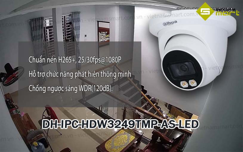 Camera IP Full-Color Dome 2MP Dahua DH-IPC-HDW3249TMP-AS-LED