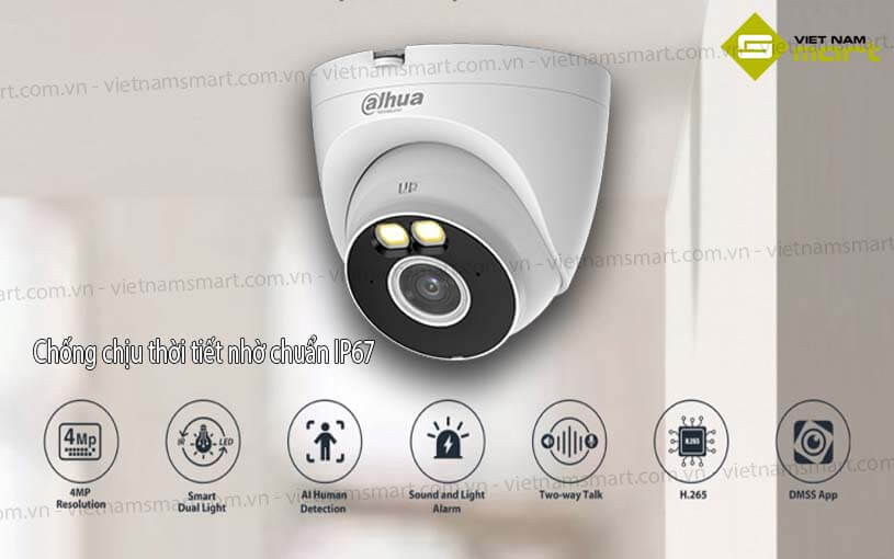 Camera IP Dome Full-Color 4MP Dahua DH-T4A-LED Camera IP Dome Full-Color 4MP Dahua DH-T4A-LED