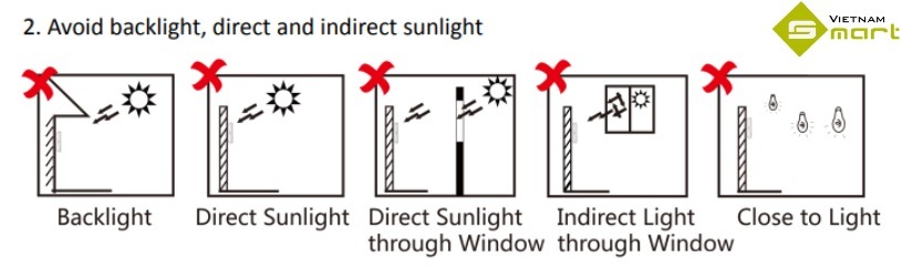 Máy chấm công khuôn mặt Hikvision DS-K1A340FWX Đảm bảo thiết bị không bị chiếu bởi ánh sáng mạnh