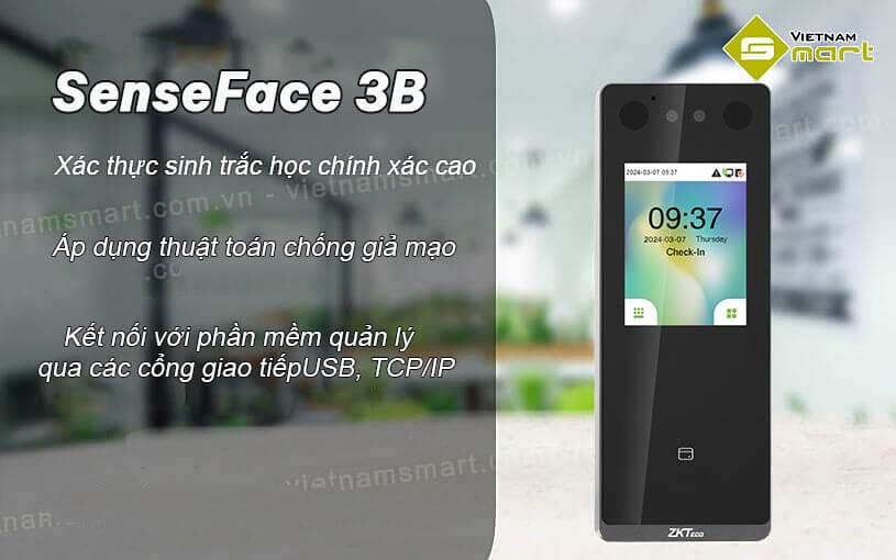 Máy chấm công khuôn mặt ZKTeco SenseFace 3B Máy chấm công khuôn mặt thẻ ZKTeco SenseFace 3B