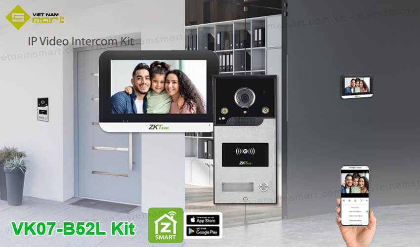 Bộ kit chuông cửa màn hình ZKTeco VK07-B52L Kit Bộ kit chuông cửa màn hình ZKTeco VK07-B52L Kit