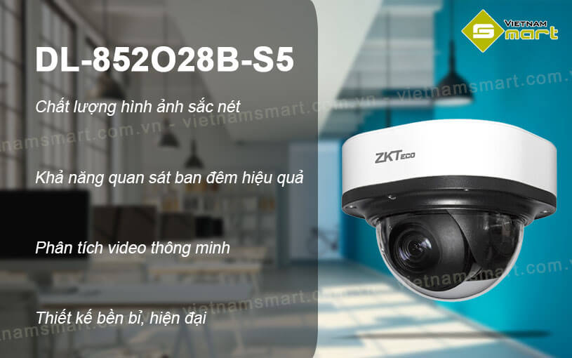 Camera IP Dome hồng ngoại 2MP ZKTeco DL-852O28B-S5 Camera IP Dome hồng ngoại 2MP ZKTeco DL-852O28B-S5