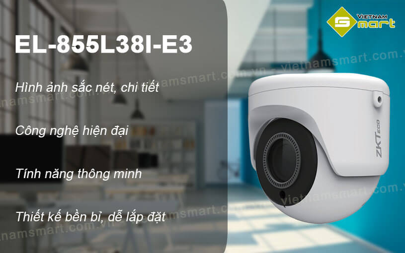 Camera IP Dome hồng ngoại 5MP ZKTeco EL-855L38I-E3 Camera IP Dome hồng ngoại 5MP ZKTeco EL-855L38I-E3