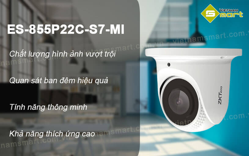Camera IP Dome hồng ngoại 5MP ZKTeco ES-855P22C-S7-MI Camera IP Dome hồng ngoại 5MP ZKTeco ES-855P22C-S7-MI