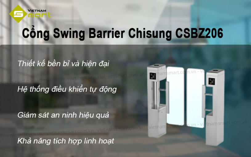 Cổng swing barrier Chisung CSBZ206 Cổng Swing Barrier Chisung CSBZ206