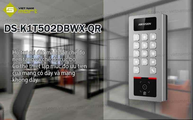Máy chấm công kiểm soát truy cập Hikvision DS-K1T502DBWX-QR Máy chấm công kiểm soát truy cập Hikvision DS-K1T502DBWX-QR