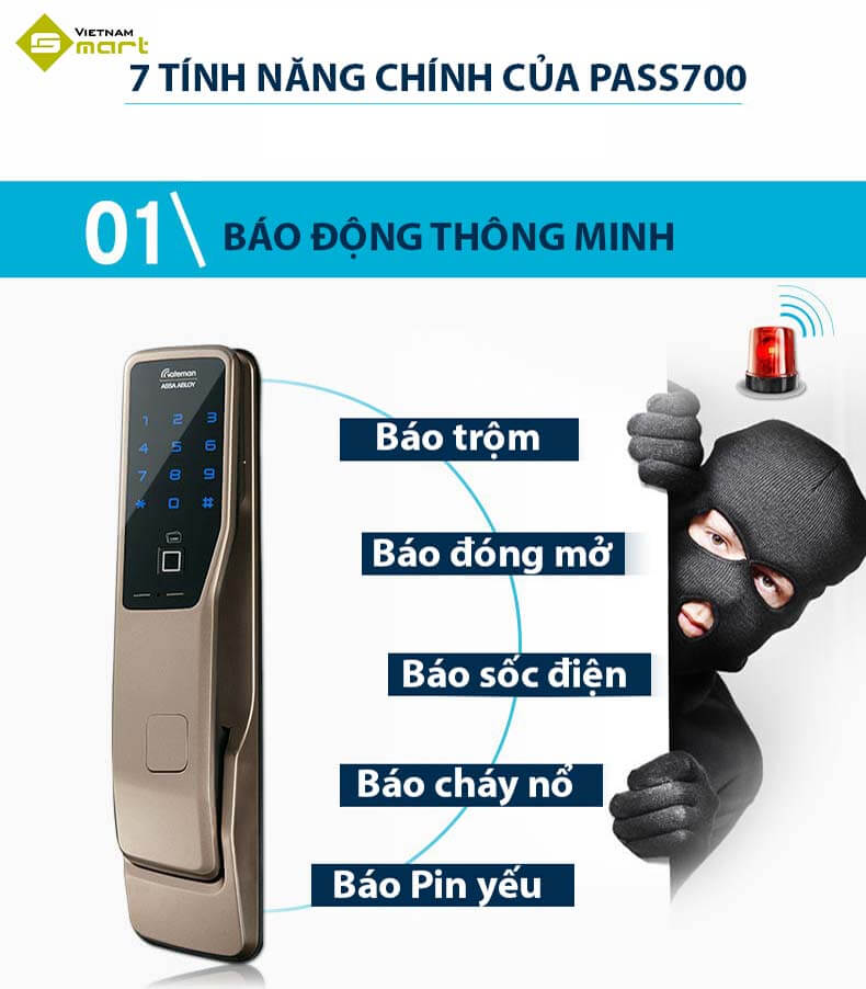 Khóa cửa vân tay Gateman PASS700 Khóa cửa vân tay Gateman PASS700