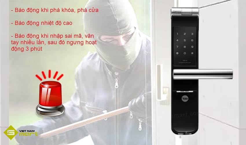 Khóa cửa vân tay Yale YMF40 cảnh báo khi có người cạy cửa