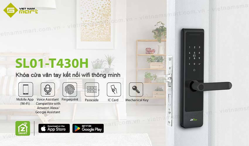 Khóa cửa vân tay thông minh ZKTeco SL01-T430H Khóa cửa vân tay thông minh ZKTeco SL01-T430H