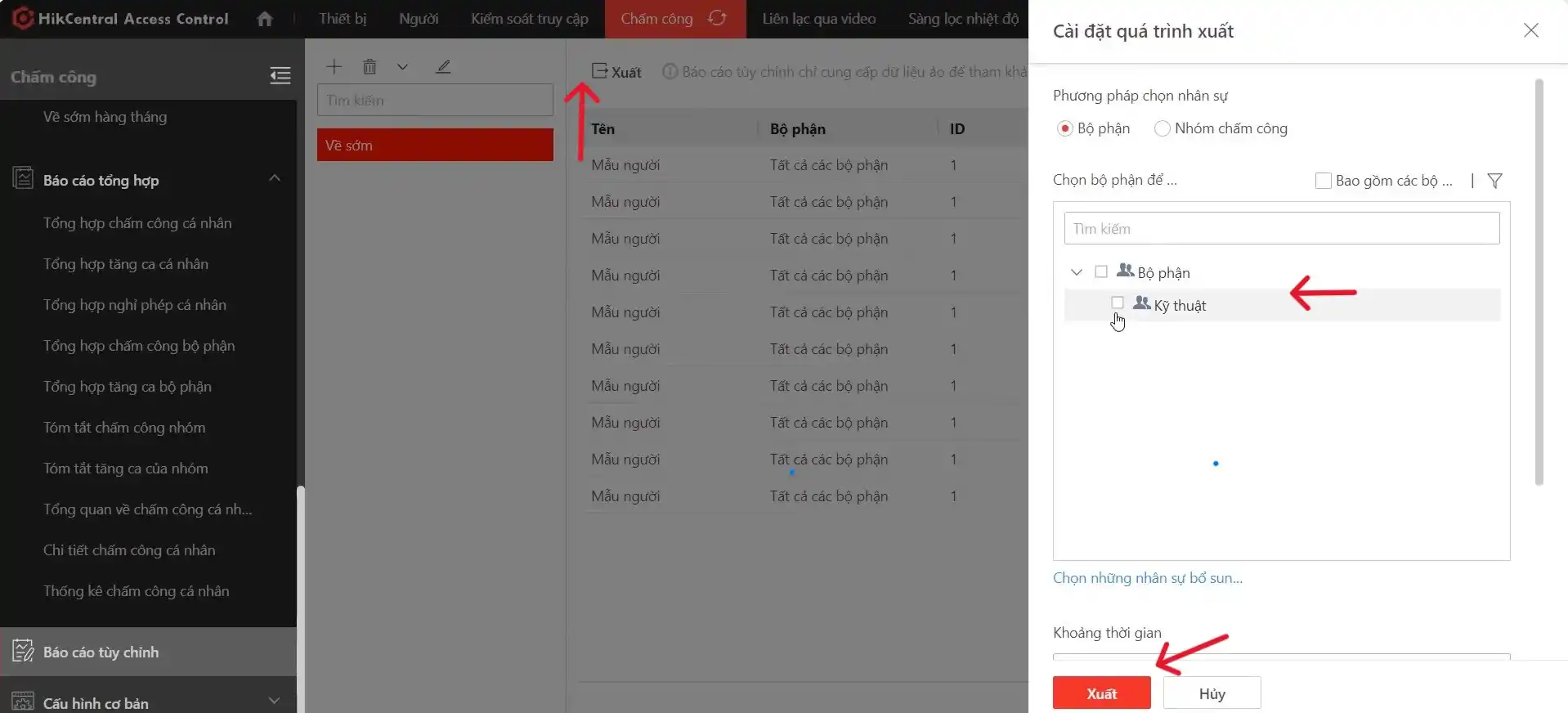 Hướng dẫn xem và xuất báo cáo chấm công trên HikCentral Access Control