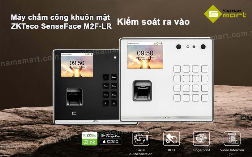 Máy chấm công khuôn mặt ZKTeco SenseFace M2F-LR Máy chấm công khuôn mặt, vân tay ZKTeco SenseFace M2F-LR - Kiểm soát ra vào