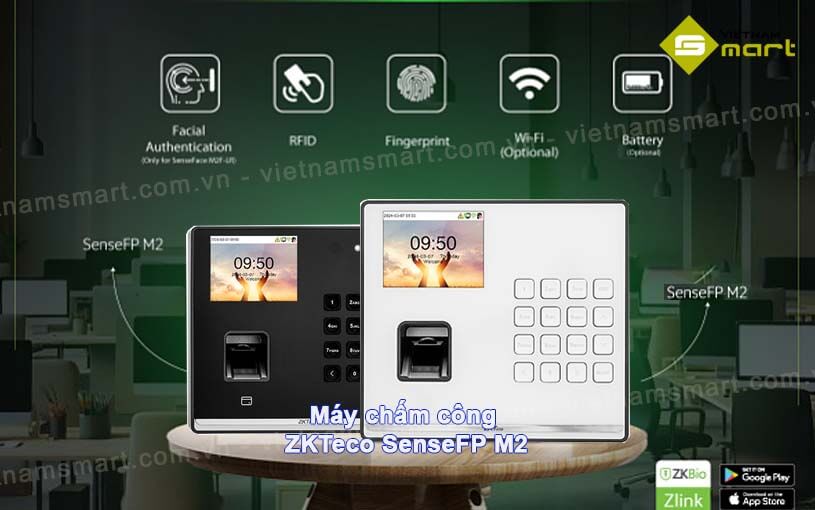 Máy chấm công vân tay ZKTeco SenseFP M2 Máy chấm công vân tay ZKTeco SenseFP M2