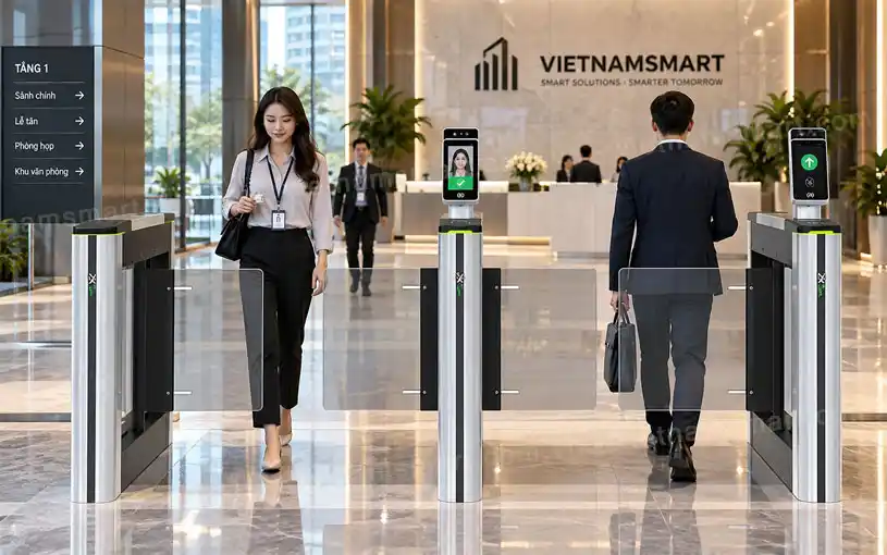 Cổng phân làn tự động ZKTeco Saturn-S1000 Plus cho tòa nhà và doanh nghiệp chính hãng được phân phối và thi công lắp đặt bỏi VietnamSmart