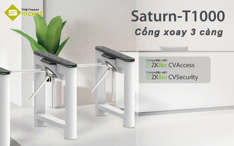Cổng xoay 3 càng ZKTeco Saturn-T1000 chính hãng được phân phối bởi VietnamSmart