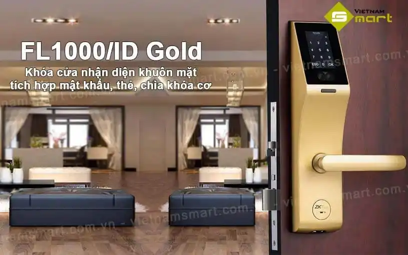 Khóa cửa nhận diện khuôn mặt ZKTeco FL1000/ID Gold Khóa cửa thông minh ZKTeco FL1000/ID Gold công nghệ 3D