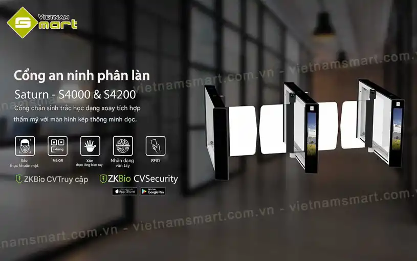 Cổng an ninh phân làn ZKTeco Saturn-S4000 Series chính hãng mới 100%