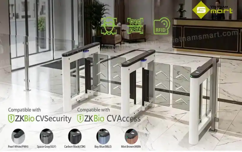 Cổng swing barrier ZKTeco Saturn-S1200 Pro Saturn-S1200 Pro được cung cấp với nhiều phiên bản màu sắc hiện đại