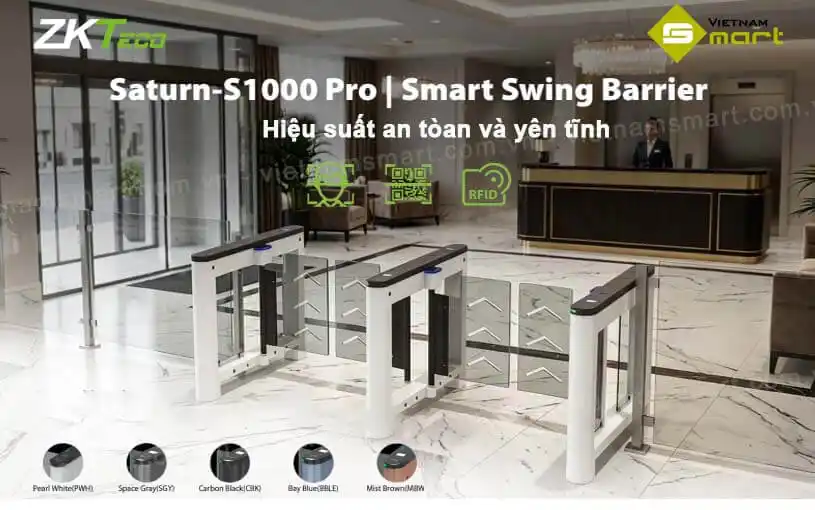 Cổng swing barrier ZKTeco Saturn-S1000 Pro ZKTeco Saturn-S1000 Pro sở hữu kiểu dáng tối giản, hiện đại và tinh tế